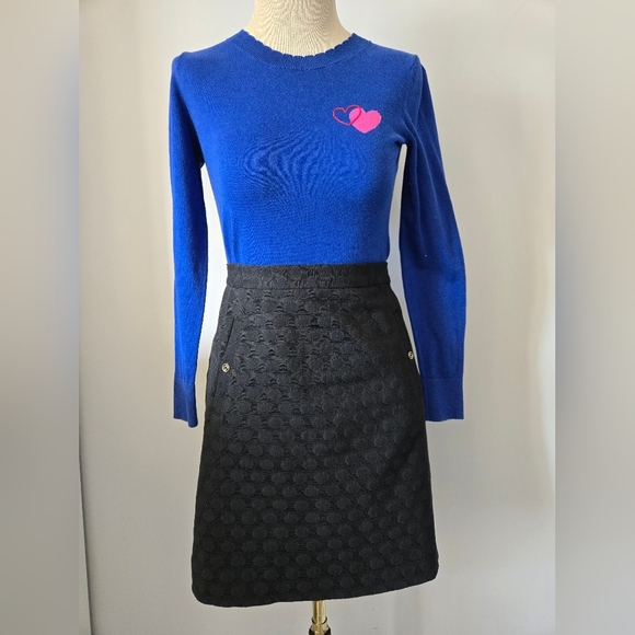Banana Republic Factory Blue Cotton Sweater with Pink Heart Detail. Size XS - Picture 2 of 11